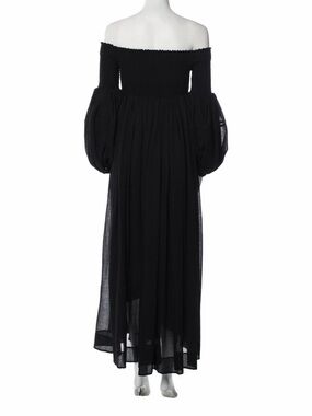 Chloé Black Long Sleeve Smocked Maxi Dress with Balloon Sleeves